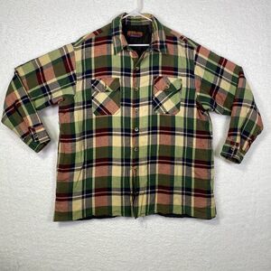 Highland Outfitters Mens Plaid Quilt Flannel Button Up Long Sleeve Shirt 2XL